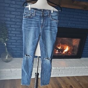 7 For All Mankind Ankle Guenevere Blue Distressed Skinny Jeans Size 29